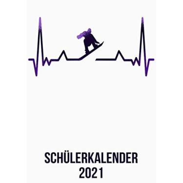 Imagem de Schülerkalender 2021: DIN A4 Kalender von 01/2021 - 12/2021 1 Tag = 1 Seite mit großem Tageskalender und großartiger Übersicht. Monatsübersicht, ... / Snowboard Fans heartbeat herzschlag
