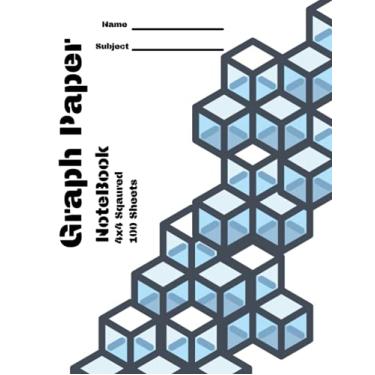 Imagem de Caderno de papel quadriculado: grade quadrada 4x4; 100 folhas; caderno de 21,5 cm x 28 cm; papel milimetrado; acabamento brilhante