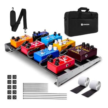 Imagem de Vangoa Pedaleira De Guitarra Com Estojo, Pedaleira Resistente De Liga De Alumínio Para 6 A 8 Pedais Elétricos Para Guitarra Elétrica Com Fita De Pedal, 18,1" X 11,8", 2,8 Lb, Médio Vpb-L45