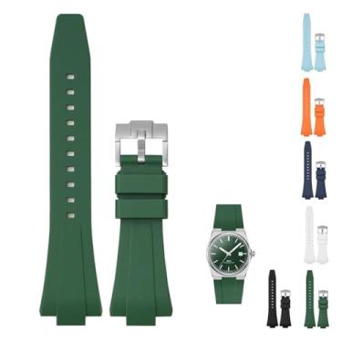 Imagem de Pulseira de borracha de liberação rápida de 12 mm para Tissot PRX Powermatic 80 40 mm, pulseiras de relógio de substituição com fivela para Tissot PRX Series - várias cores (verde)