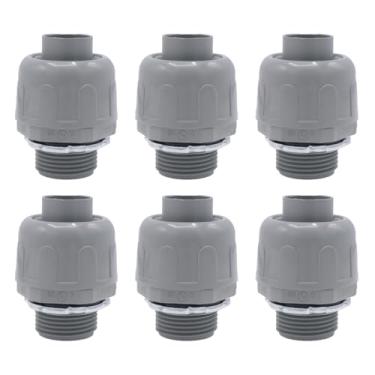 Imagem de Joyangy 6 peças 3/4 polegadas NPT líquido apertado não metálico, conectores de conduíte elétrico, conectores de conduíte flexível de PVC de 180 graus, para ferramentas de tubos domésticos ao ar livre