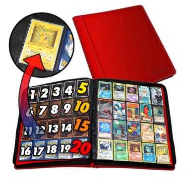 Imagem de CollectaBeast Mais de 1280 cartões Álbum de cartões de colecionador com 20 fichários de bolso - páginas compatíveis com cartões de Pokémon, cartões de esportes, yugioh, mtg e outros tcg - ca