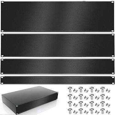 Imagem de 4 Pack 1U/2U/3U/4U Blank Panel 1U Blanking Panel Metal Disassembled Blank Panel Rack Mount Filler Panel for Server Rack Enclosure or Network Cabinet, Black, 4 Size