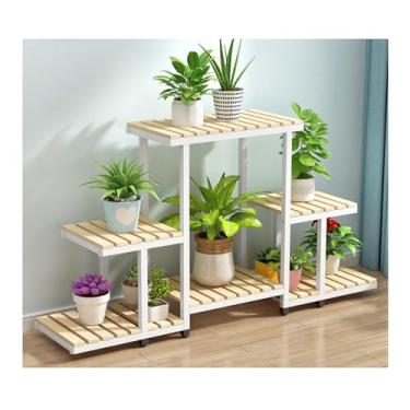 Imagem de Flower Rack，Plant Stand Indoor Outdoor，Tier Plant Stand ，Floor-Standing Glower Rack，Storage Rack，Simple Plant Stand，for Living Room Balcony Garden，Yellow, Brown(Yellow A)