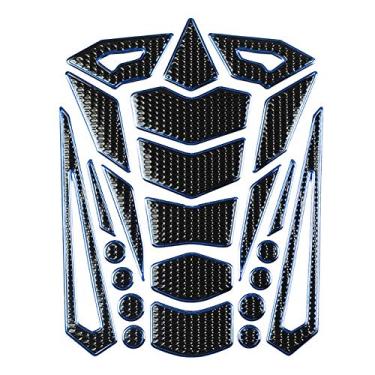Imagem de Protetores universais pretos de tanque de gás para motocicleta - adesivos protetores de tanque de combustível de óleo a gás adesivos protetores de almofada de tanque adesivos de (borda azul preta)
