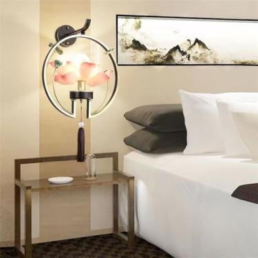 Imagem de Lâmpada de parede de lótus contemporânea Criatividade retrô Sala de estar chinesa Quarto de estudo Villa Hotel Corredor de sala de chá LED Luz decorativa (Estilo 18)
