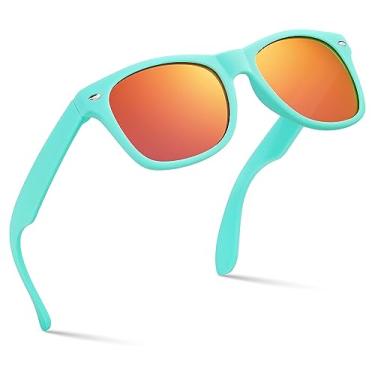 Imagem de Retro Rewind Óculos de sol infantis para meninos e meninas de 3 a 12 anos - Armação emborrachada inquebrável UV400 para crianças