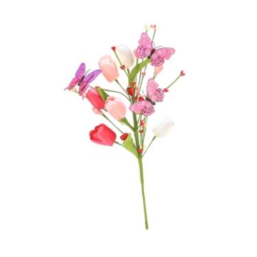 Imagem de FLCPJGV Flores artificiais tulipas ornamentos decorativos florais arranjo buquê para casamento sala de estar interior casa ação de graças, 1 Peça