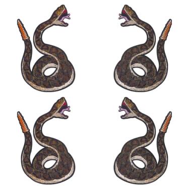 Imagem de beinkmake 4 peças de aplique bordado de cascavel serpente punk, costurar ferro em remendos para roupas, jaquetas, jeans, mochilas, chapéus