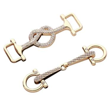 Imagem de YEZILUU Pacote com 2 anéis de cachecol para mastigar cavalo cachecol fivela anel feminino cachecol anel equestre fivela cinto equestre acessórios DIY, length 2.8 * width 0.8in, Zinco Strass, Strass