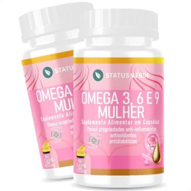 Imagem de 2 Potes Ômega 3 6 e 9 Para Mulheres Kit 120 Cáps 1000mg - Status Verde