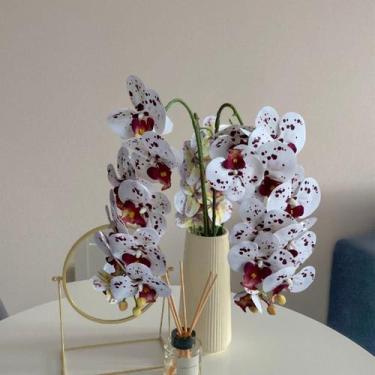 Imagem de 8 Galhos folhagem de orquídea artificial toque real flores permanentes