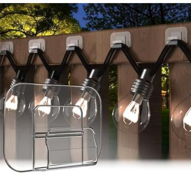 Imagem de AFFAVON Pacote com 100 ganchos grandes para luzes externas - à prova d'água, sem danos, ganchos adesivos para Natal, pátio, jardim, varanda, varanda, varanda, suportes de calha para pendurar