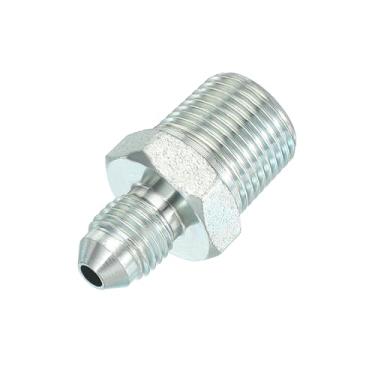 Imagem de PATIKIL Conectores hexagonais redutores adaptador de tubo 7/40.6 cm macho 37° Flare JIC x 3/20.3 cm macho NPT, adaptador de bocal redutor de encaixe de tubulação encaixe hidráulico de aço chapeado