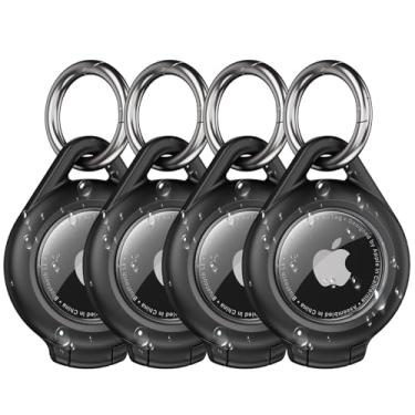 Imagem de Suporte impermeável para AirTag: pacote com 4 porta-chaves compatível com Apple AirTags, capa protetora ultra durável antiarranhões com chaveiro para bagagem, mochila, animal de estimação, bolsa,