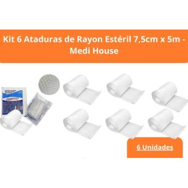 Imagem de Atadura de Rayon Estéril 7,5cm x 5m kit com 6 unidades - Medi House - 