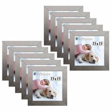 Imagem de Kit 10 Porta Retrado Molduras 15x15 Prateado - Santamaria Molduras