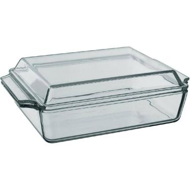 Imagem de ASSADEIRA TRAVESSA RETANGULAR HOME&CO COM TAMPA VIDRO TEMPERADO 2L 9x30x21cm TRANSPARENTE