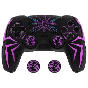 Imagem de PlayVital Capa de silicone projetada para controle ps5 com 2 alças de polegar e 6 adesivos, design Cyber Spider, capa de controle antiderrapante à prova de choque, adequada para estação de
