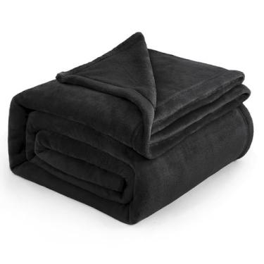 Imagem de Manta Bedsure Fleece King Size - Flanela Preta