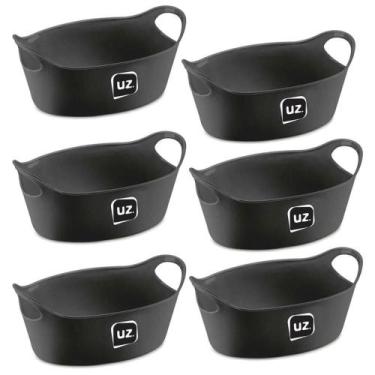 Imagem de Kit 6 Cestos para Servir Porções Batata Frita Petiscos Preto Lanchonet
