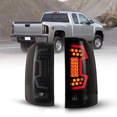 Imagem de Luzes traseiras sequenciais de LED adequadas para 2007-2013 Chevy Silverado, WOLFSTORM Chevy Silverado Pickup Luzes traseiras Substituição, 1 par (Lente fuma)
