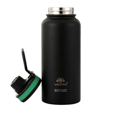 Imagem de Garrafa Térmica Sport Vibets Hydro USA com Parede Dupla Isolada a Vácuo, 946 ml (Preta/Verde)