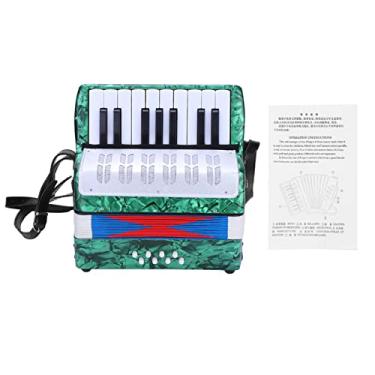 Imagem de MUNEFE 17 teclas 8 instrumentos musicais acordeão de piano baixo, instrumento musical acordeão de brinquedo, instrumento musical educacional para alunos iniciantes (Green)