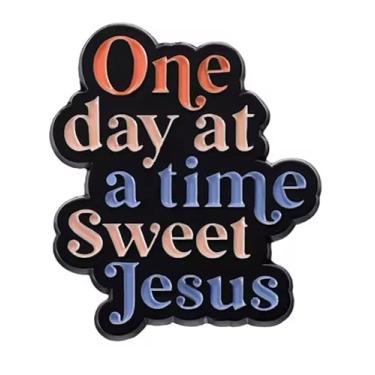 Imagem de One Day at a Time Sweet Jesus Cristo Cruz Crucifixo Cristão Céu Cristão Bíblia Igreja Adoração Orar Católico Deus Salvador Senhor Cristianismo 3 cm Esmalte Pin Badge, 1.2 Inches, Metal, Esmalte