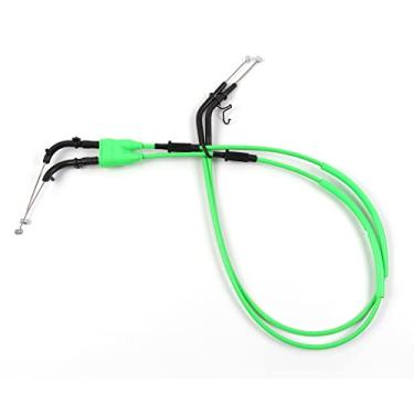 Imagem de zurio Cabo de aceleração para Kawasaki Ninja ZX10R ZX-10R 2006-2007 linha de fio inoxidável e acessórios de reposição de motocicleta de borracha verde