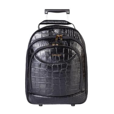 Imagem de Mochila feminina com carrinho de couro croco Veneza-Feminino