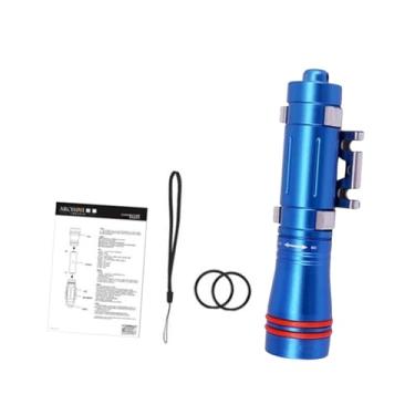Imagem de simhoa a lanterna de mergulho LED acampamento Torch com cordão portátil subaquático Luz de mergulho leve para escalar cavernas subaquáticas, Azul