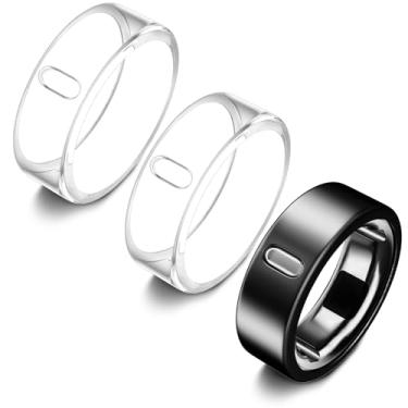 Imagem de Pacote com 3 capas compatíveis com Oura Ring Gen 4/Oura Ring Gen 3 Horizon/Heritage, Surport Charging com capa, protetor de TPU antiarranhões para homens e mulheres (tamanho 8, transparente x 2 preto)