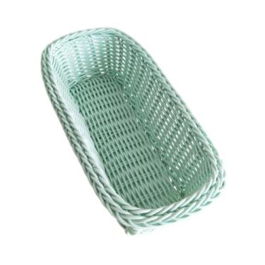 Imagem de Bothyi Cesta retangular de armazenamento de frutas, cesta de porção de malha, organizador de desktop portátil, para café da manhã, lanches, cozinha doméstica, Verde