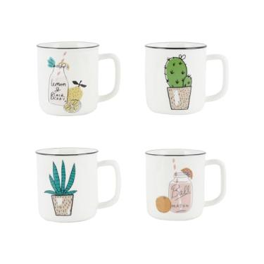 Imagem de Topadorn Conjunto de 4 mini xícaras de cerâmica, canecas de café pequenas de 120 ml, xícaras Demitasse perfeitas para máquina de café expresso e cafeteira, xícaras de café expresso seguras para
