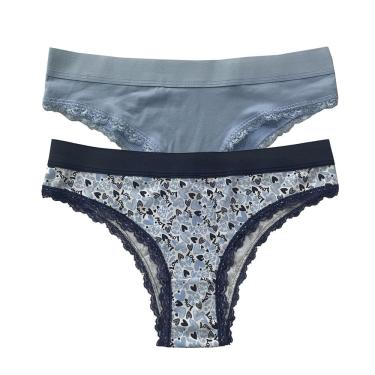 Imagem de CONJUNTO C/2 CALCINHAS BASIC+ RENDA 6386 - ESTAMPA LOVE MARINHO / LISA AZUL CLARO - GG