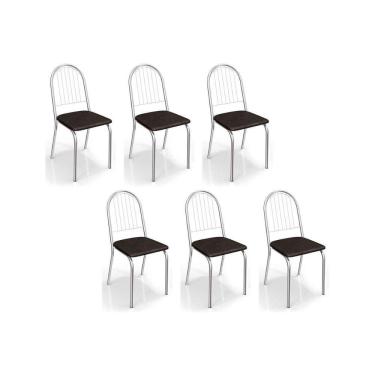 Imagem de Kit 6 Cadeiras De Cozinha Noruega C077 6 Un Cromada Preto 110