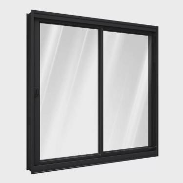 Imagem de Janela de Aço de Correr Lateral 1 Folha Móvel e 1 Folha Fixa 100x100cm Aço Pronto Riobras
