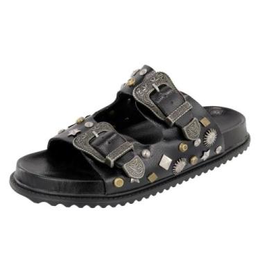 Imagem de Sandália Feminina Papete Slide Mix Enfeites Metal - s/marca, Preto, 37