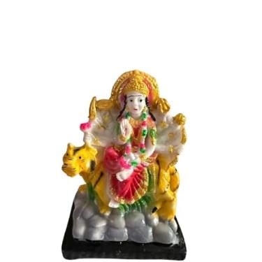 Imagem de Mármore Durga Maa Idol Sherawali MATA Devi Murti para casa, templo, Pooja, quarto, escritório, mesa, decoração e presente, multicolorido, 4 x 7,6 cm de poliresina