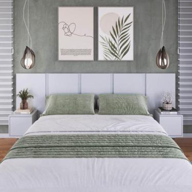 Imagem de Cabeceira para Cama Casal com 2 Mesas de Cabeceira Suspensas - Art In 