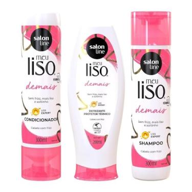 Imagem de Salon Line, Kit Meu Liso Demais com Shampoo, Condicionador e Defrizante, Não Veganos - Para Lisos Naturais, Alisados ou Relaxados, 200ml e 300ml