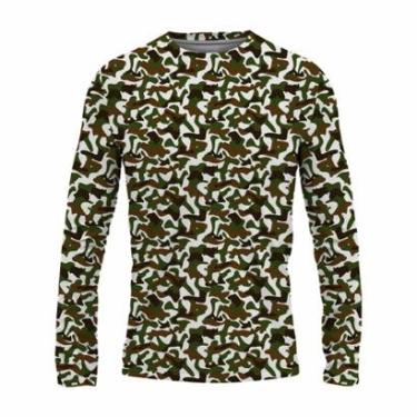 Imagem de Camiseta Masculina Proteção Solar UV50 Praia Calor Verão Manga Longa Camuflada-Masculino