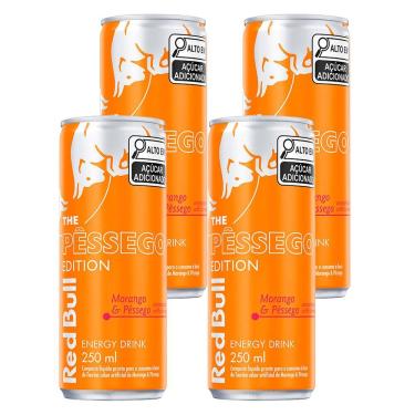 Imagem de Energético Red Bull Morango e Pêssego 250ml 4 Unidades