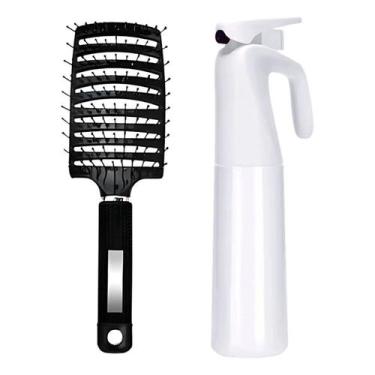 Imagem de Borrifador Névoa D'água Com Apoio 300ml + Escova Raquete Preta - Lux H