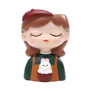 Imagem de Ioensy Vaso de flor de maconha girl vaso decorativo pintado à mão Ornamento de estátua de para o quarto da janela do quarto de casa, Coelhinho