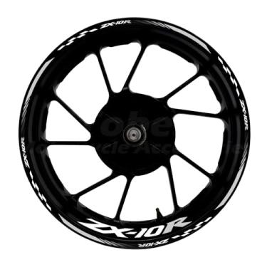 Imagem de Awonderful Kit de listras refletivas para motocicleta, adesivos de aro de roda de vinil compatíveis com Kawasaki ZX-10R 2004-2024 (cinza)