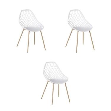 Imagem de Kit 3 Cadeiras Jantar Cloe Branca PP Base Aço - Rivatti