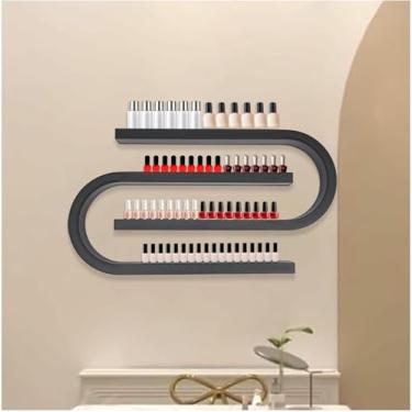 Imagem de LGEOELIAS Rack de exibição de suprimentos de unhas de 4 camadas, prateleira de armazenamento de perfume em forma de U, organizador de esmalte de parede, para decoração de salão de beleza de spa em