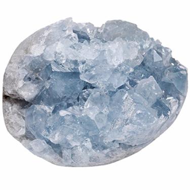 Imagem de Rockcloud Natural Raw Blue Celestite Mineral Healing Crystal Cluster Geode Irregular Home Decoration Gemstone Specimen, Approx 75-150 Gram